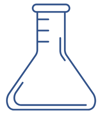 Blue outline of a beaker on a white background